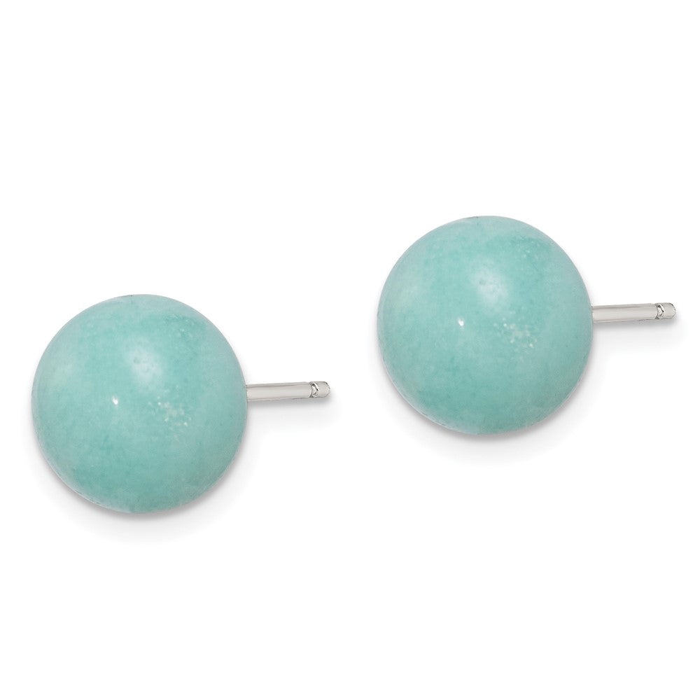 Sterling Silver Rhod-pltd 10- Button Amazonite Post Earrings