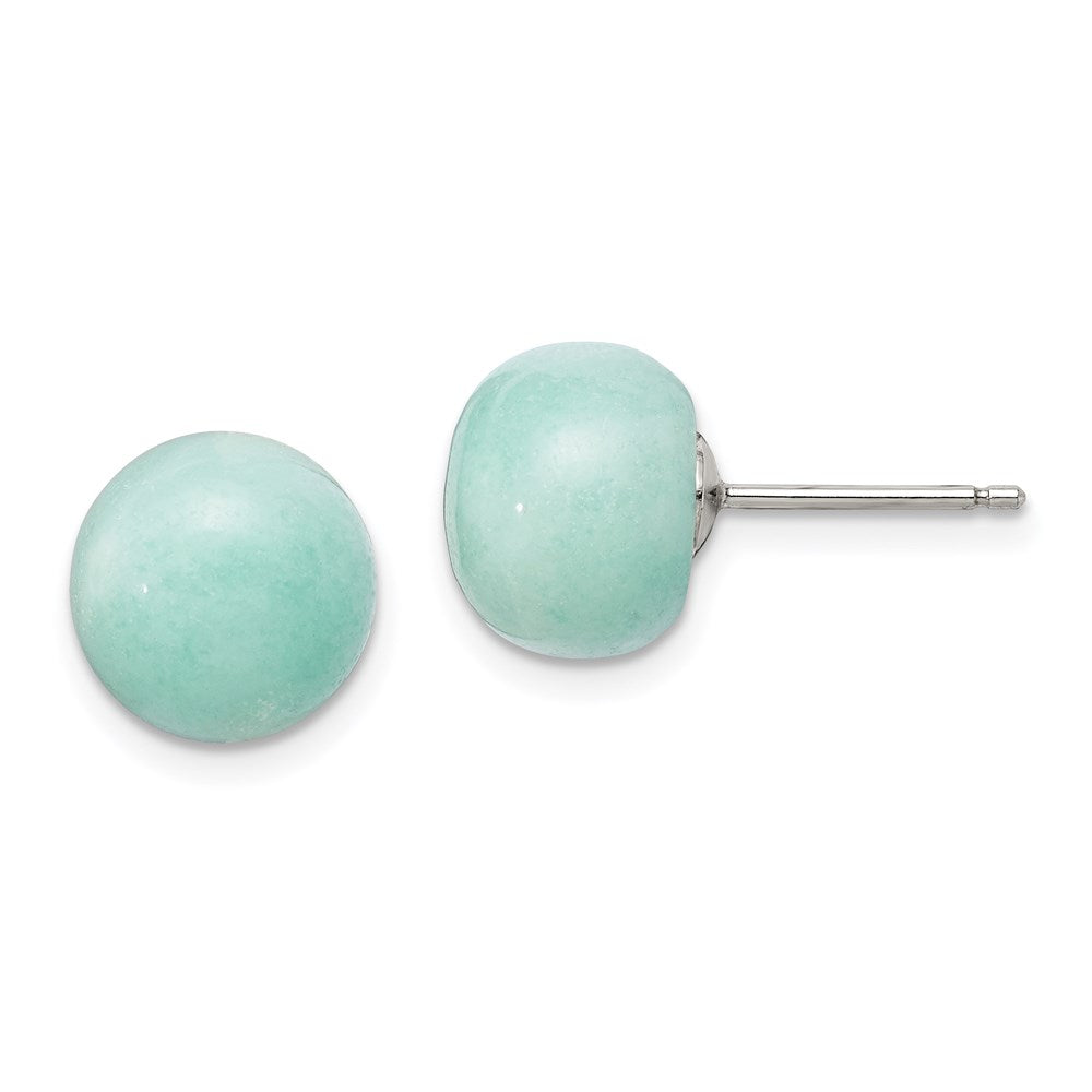 Sterling Silver Rhod-pltd 10- Button Amazonite Post Earrings
