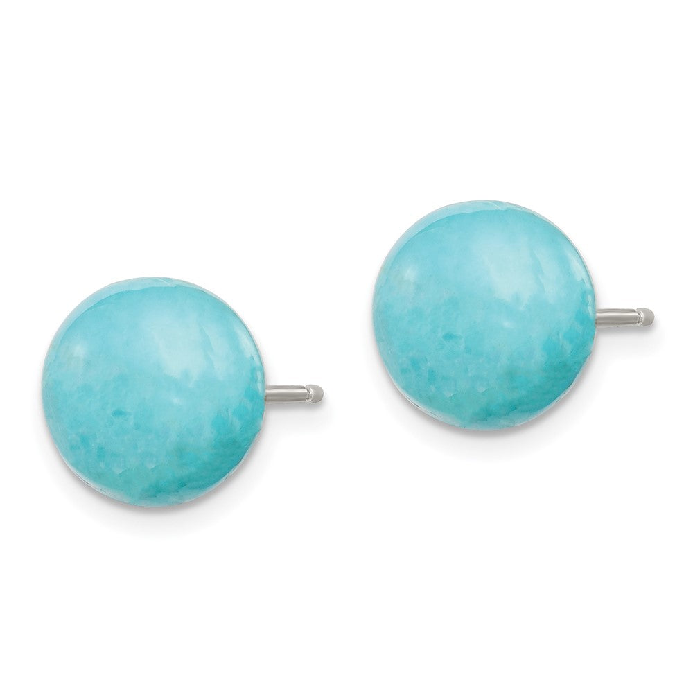 Sterling Silver Rhod-pltd 10- Button Turquoise Post Earrings