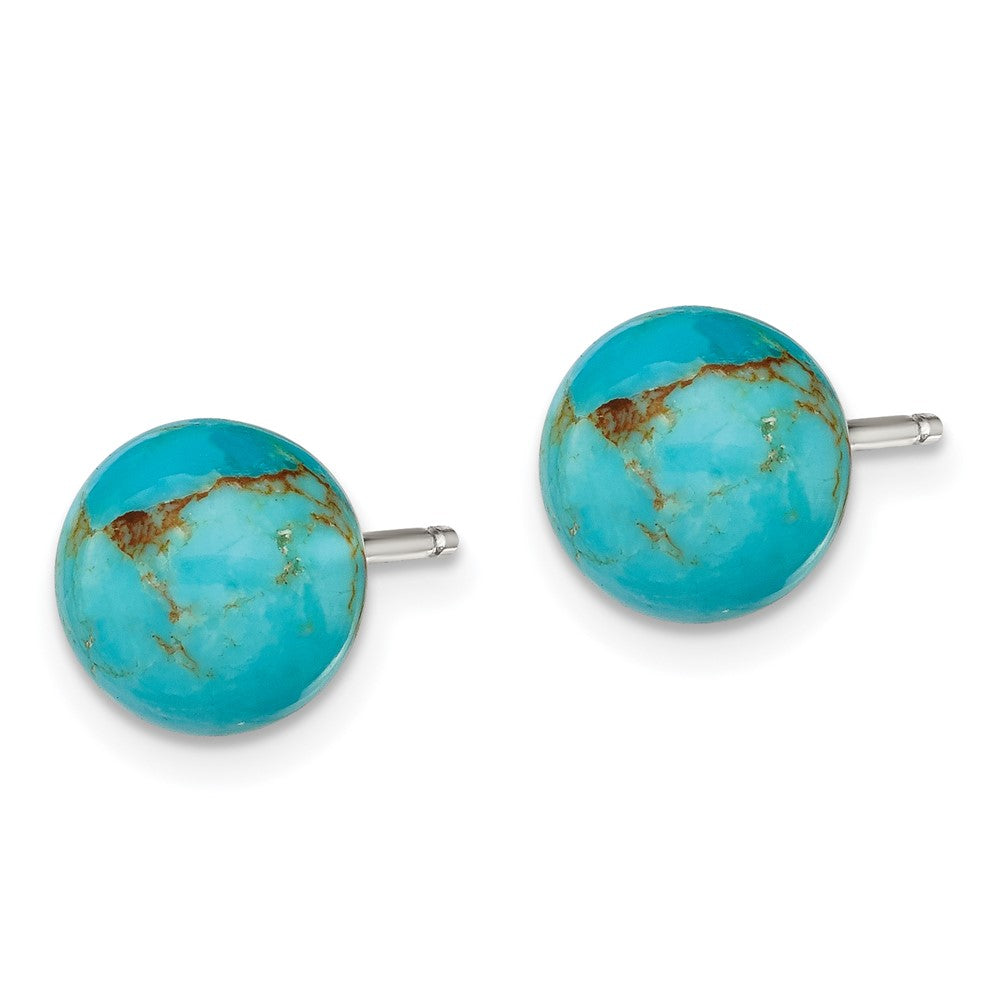 Sterling Silver Rhod-pltd 8- Button Turquoise Post Earrings