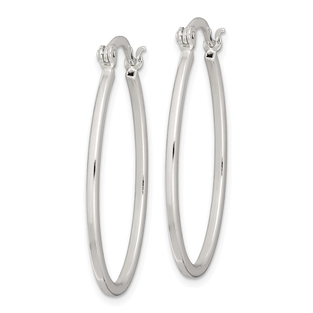 Sterling Silver Polished Square Tube Oval Hoop Earrings