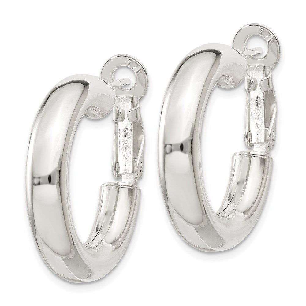 Sterling Silver 5x Omega Back Hoop Earrings