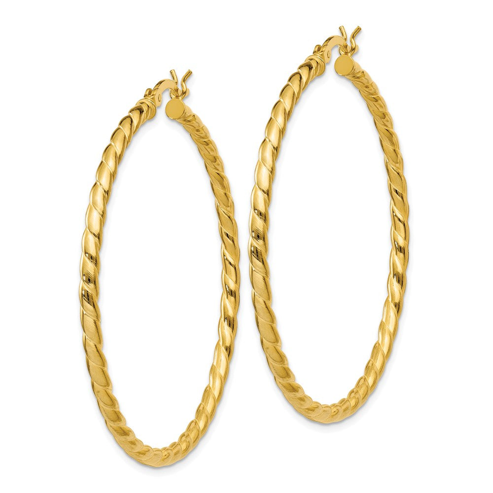 Sterling Silver Gold Flash Plated Twisted 3x Hoop Earrings