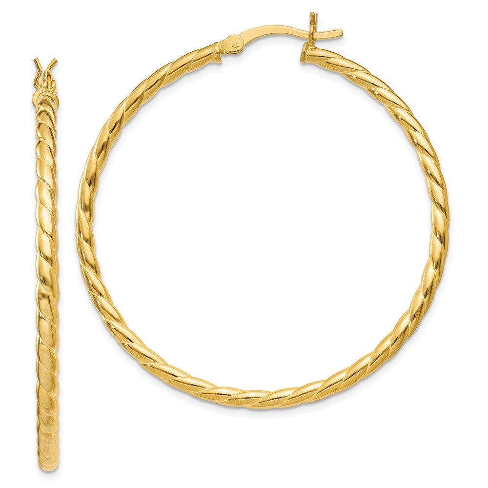 Sterling Silver Gold Flash Plated Twisted 3x Hoop Earrings