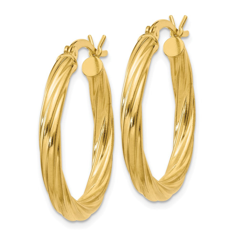 Sterling Silver Gold Flash Plated Twisted 3.5x Hoop Earrings