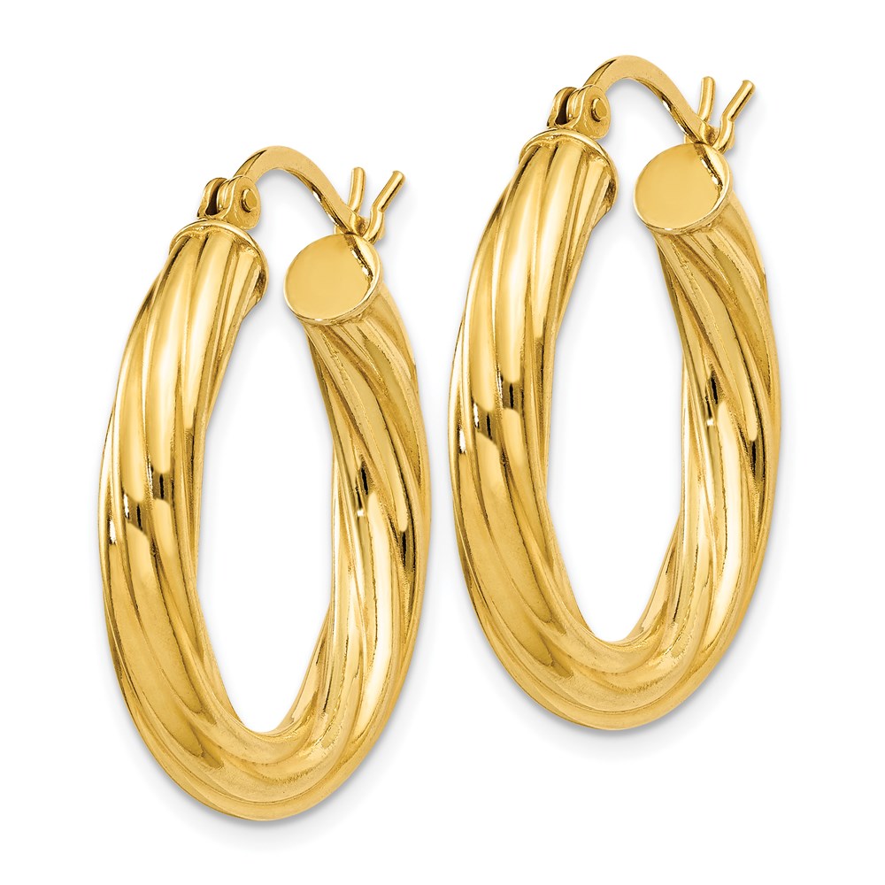 Sterling Silver Gold Flash Plated Twisted 4x Hoop Earrings
