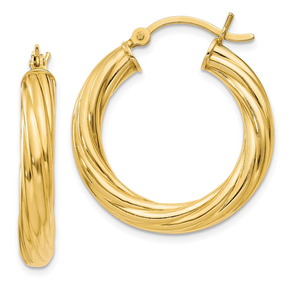 Sterling Silver Gold Flash Plated Twisted 4x Hoop Earrings