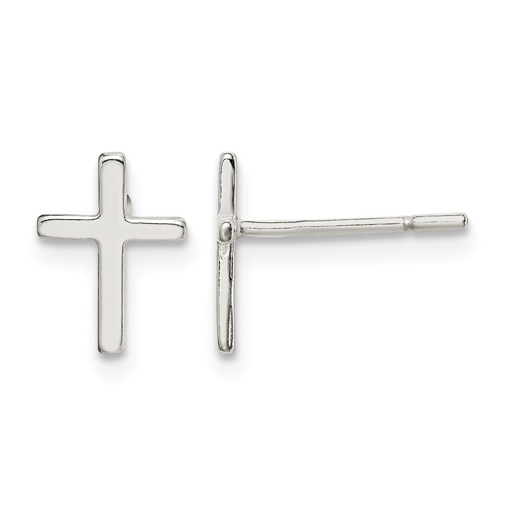 Sterling Silver Polished Latin Cross Petite Post Earrings