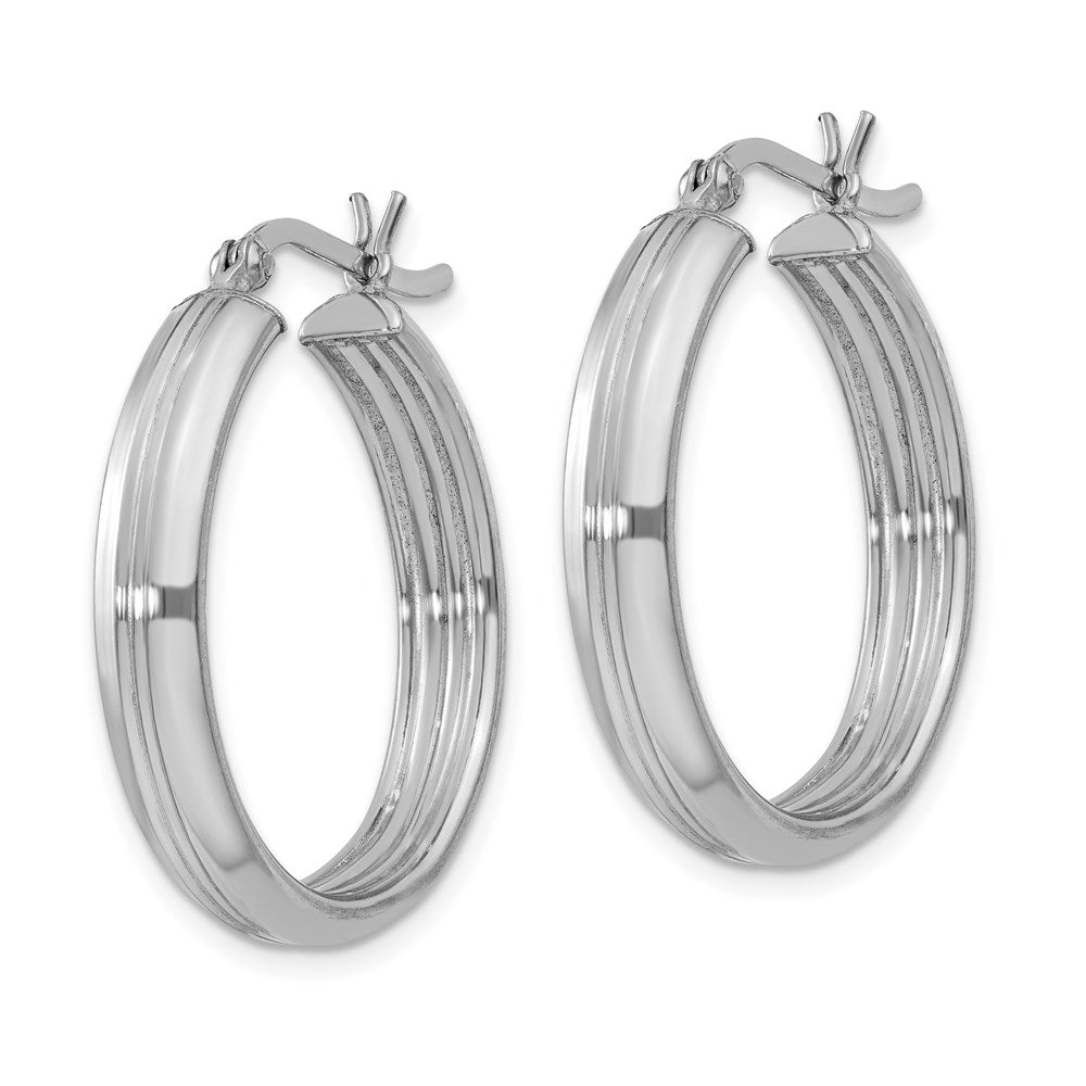 Sterling Silver Rhodium Plated 4.5x Hoop Earrings
