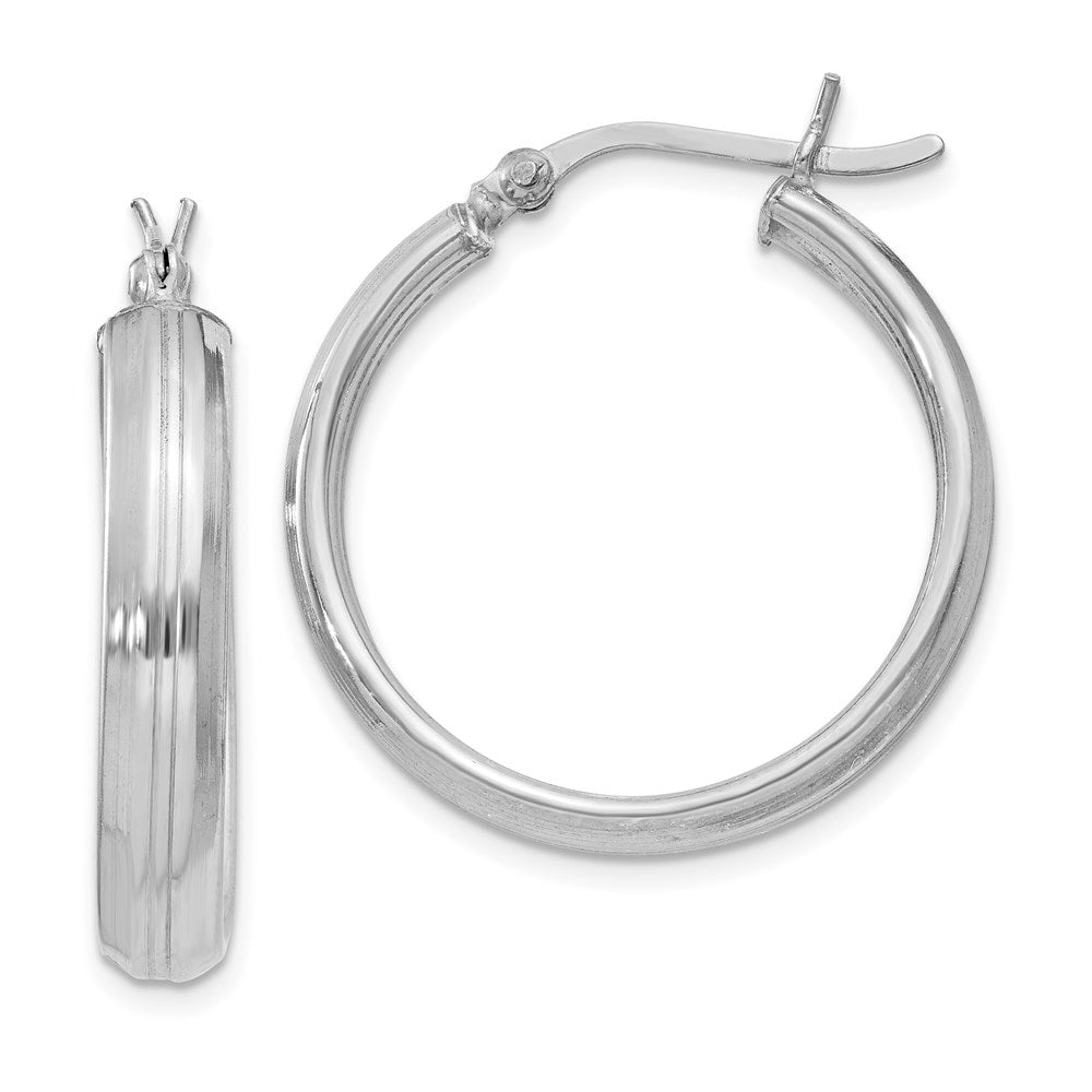 Sterling Silver Rhodium Plated 4.5x Hoop Earrings