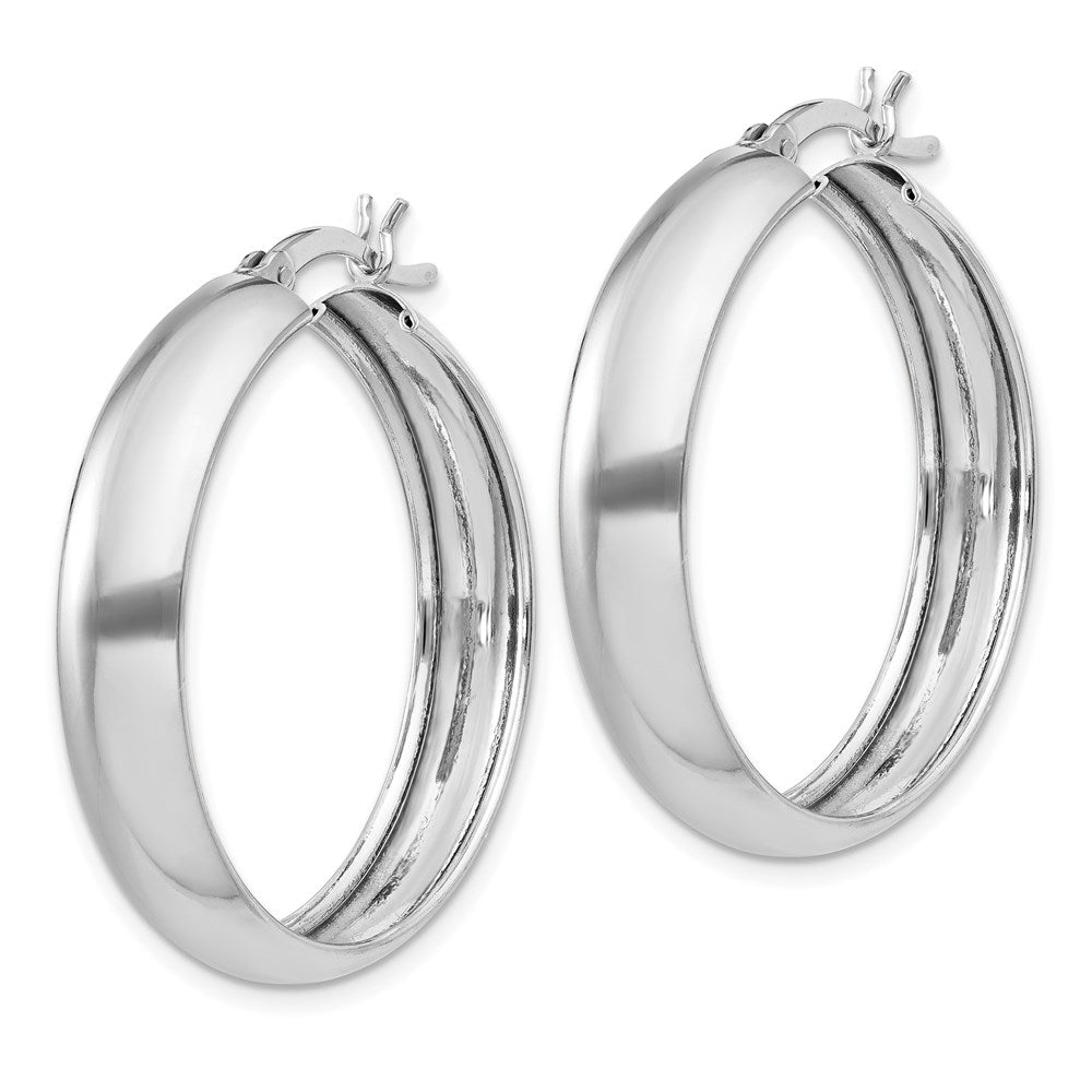 Sterling Silver Rhodium-plated 6x Polished Hoop Earrings