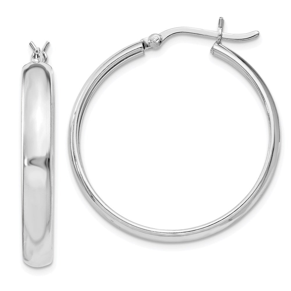 Sterling Silver Rhodium-plated x 30 Hoop Earrings