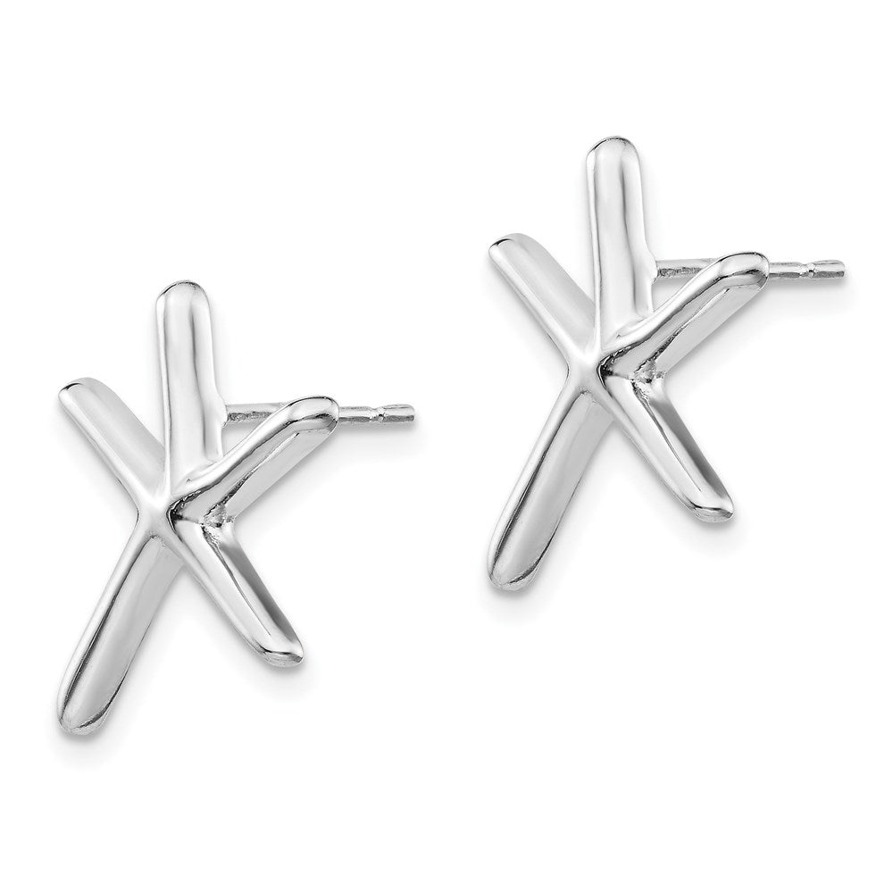 Sterling Silver Rhodium-plated Starfish Post Earrings