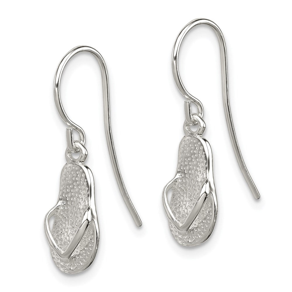 Sterling Silver Polished / Textured Sandal Dangle Earrings