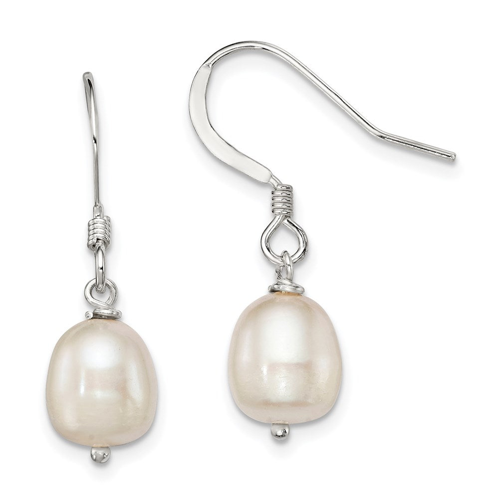 Sterling Silver Polished White 7- Freshwater Cultured Pearl Dangle Earrings