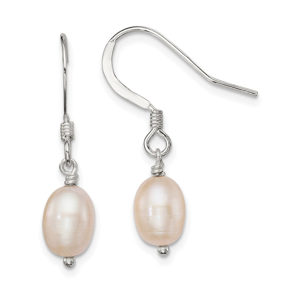 Sterling Silver Polished Pink 6- Freshwater Cultured Pearl Dangle Earrings