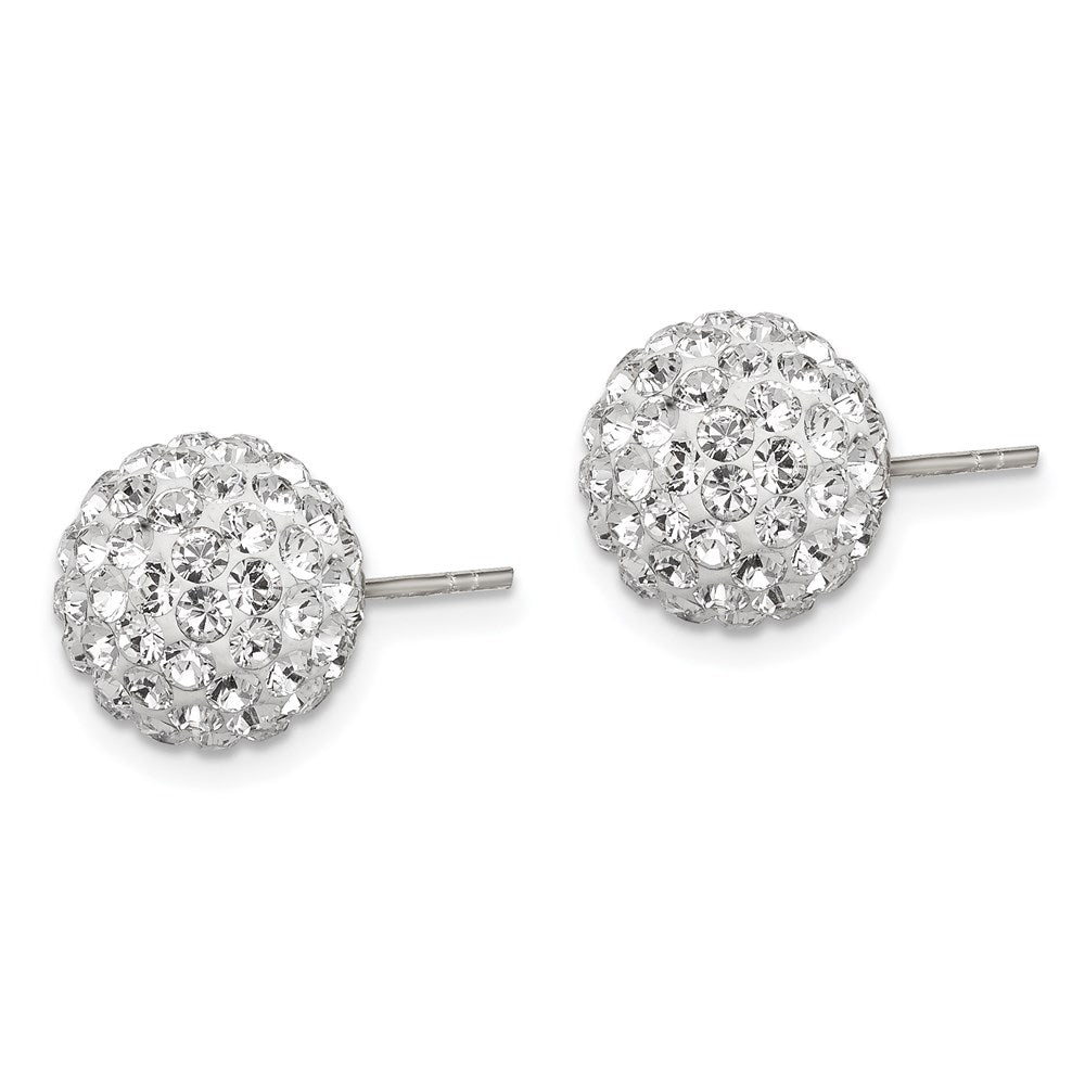 Sterling Silver Post White Stellux Crystal Ball Earrings