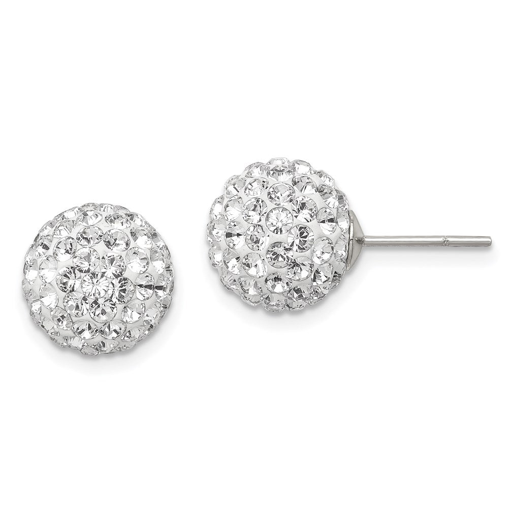 Sterling Silver Post White Stellux Crystal Ball Earrings
