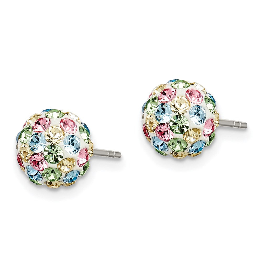 Sterling Silver Rhod-pltd Multicolor Preciosa Crystal Post Earrings