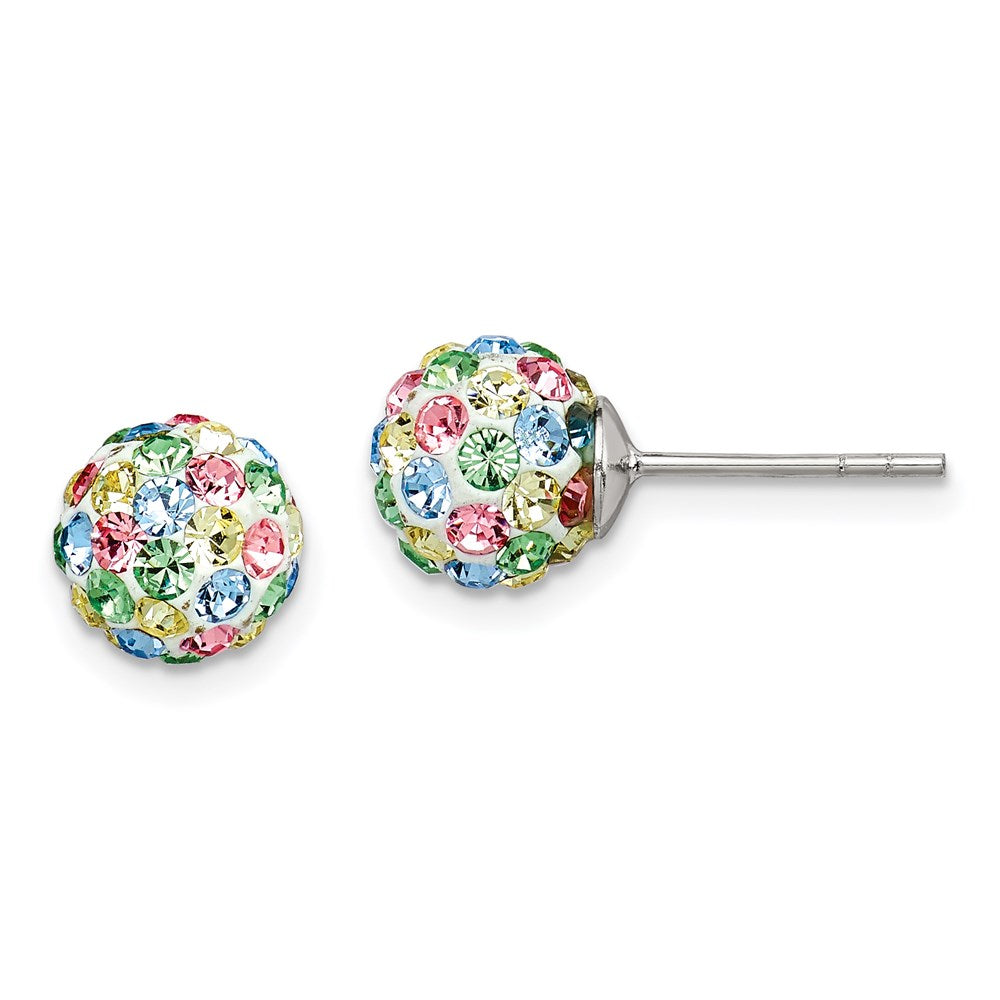 Sterling Silver Rhod-pltd Multicolor Preciosa Crystal Post Earrings