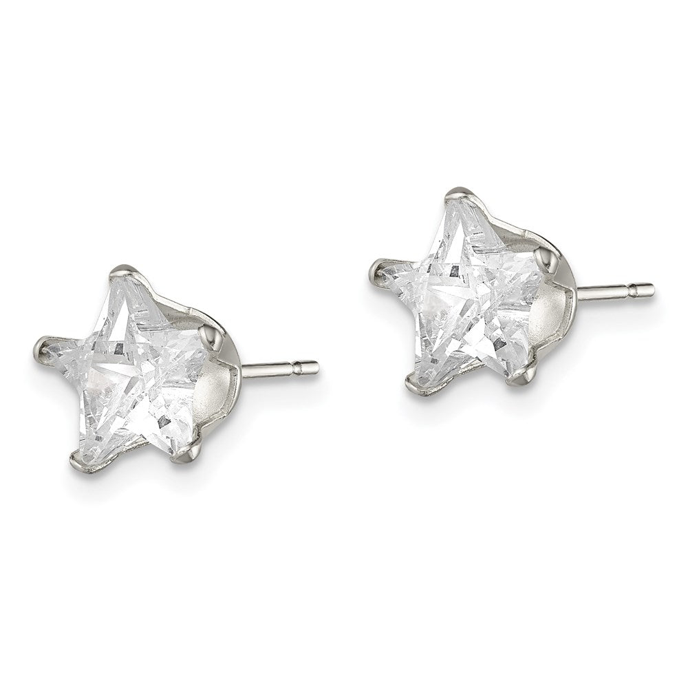 Sterling Silver Star Snap Set CZ Stud Earrings