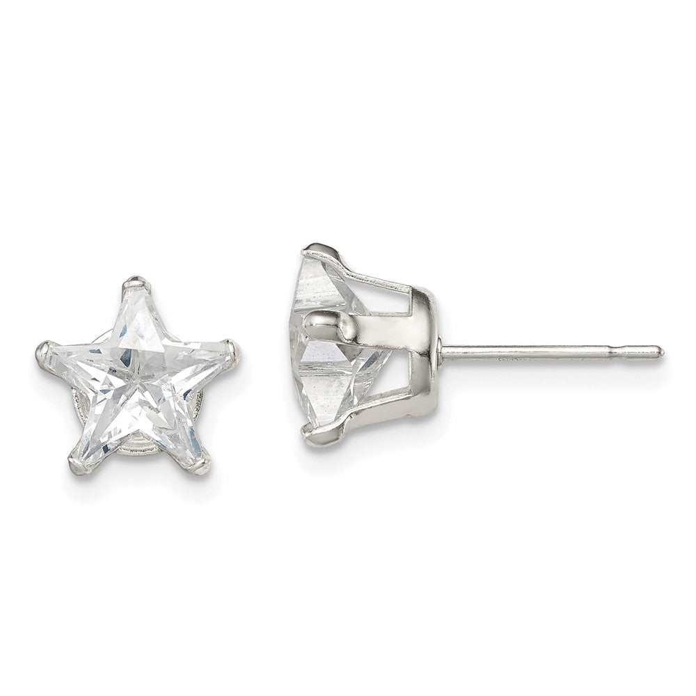Sterling Silver Star Snap Set CZ Stud Earrings