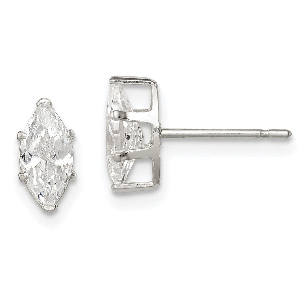 Sterling Silver Polished 8x Marquise Snap Set CZ Stud Earrings