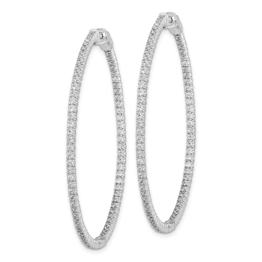 Sterling Shimmer Sterling Silver Rhodium-plated 154 Stone CZ In and Out Round Hinged Hoop Earrings