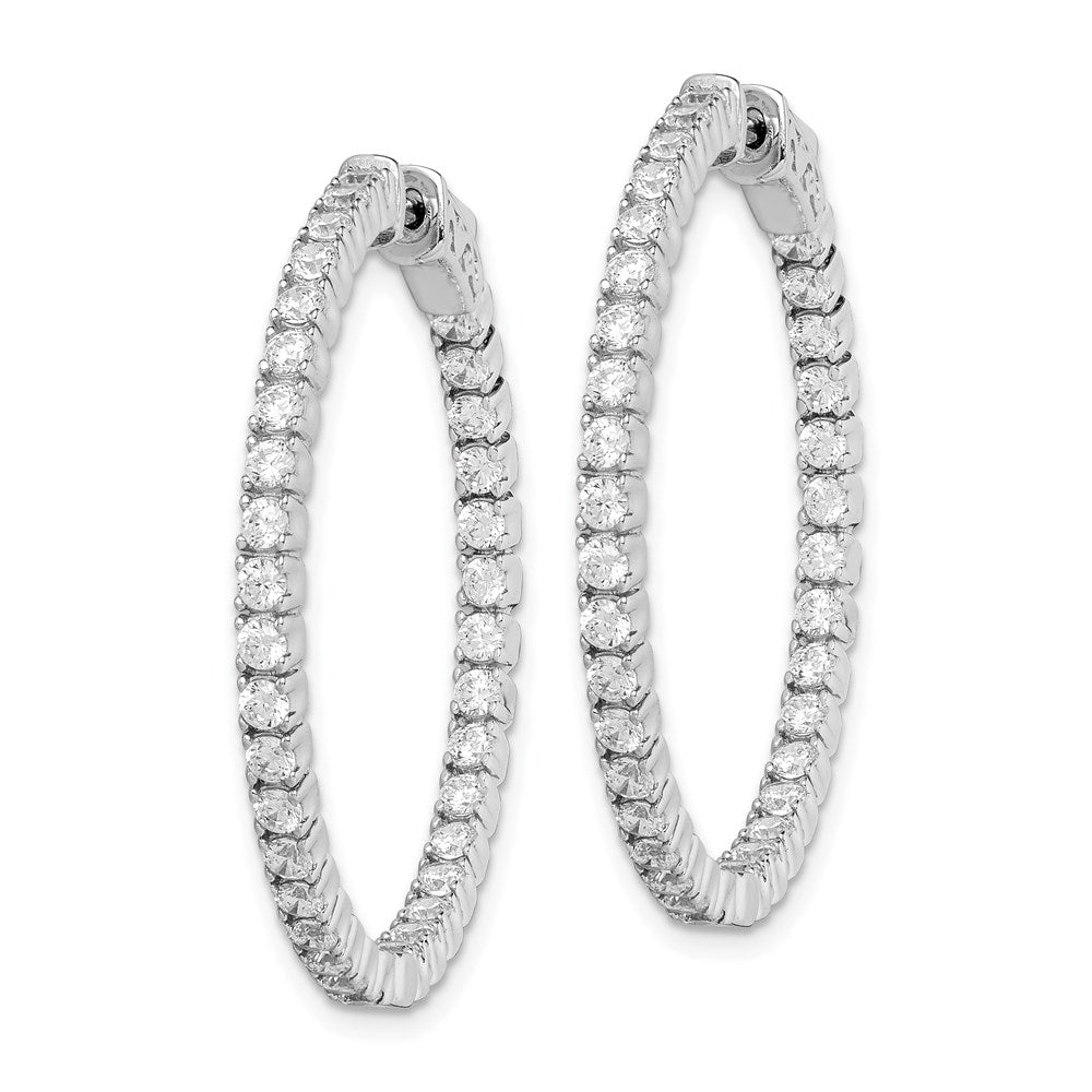 Sterling Shimmer Sterling Silver Rhodium-plated 70 Stone CZ In and Out Round Hinged Hoop Earrings