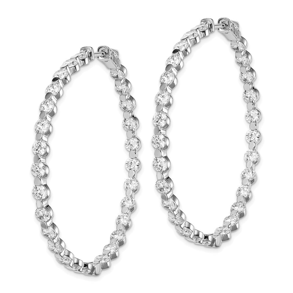 Sterling Shimmer Sterling Silver Rhodium-plated 54 Stone CZ In and Out Round Hinged Hoop Earrings