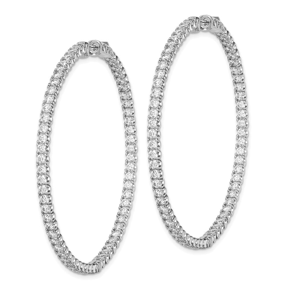 Sterling Shimmer Sterling Silver Rhodium-plated 126 Stone CZ In and Out Round Hinged Hoop Earrings
