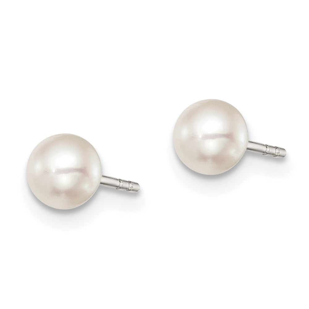 Sterling Silver Rhodium-plated 4- White Button Freshwater Cultured Pearl Post Earrings