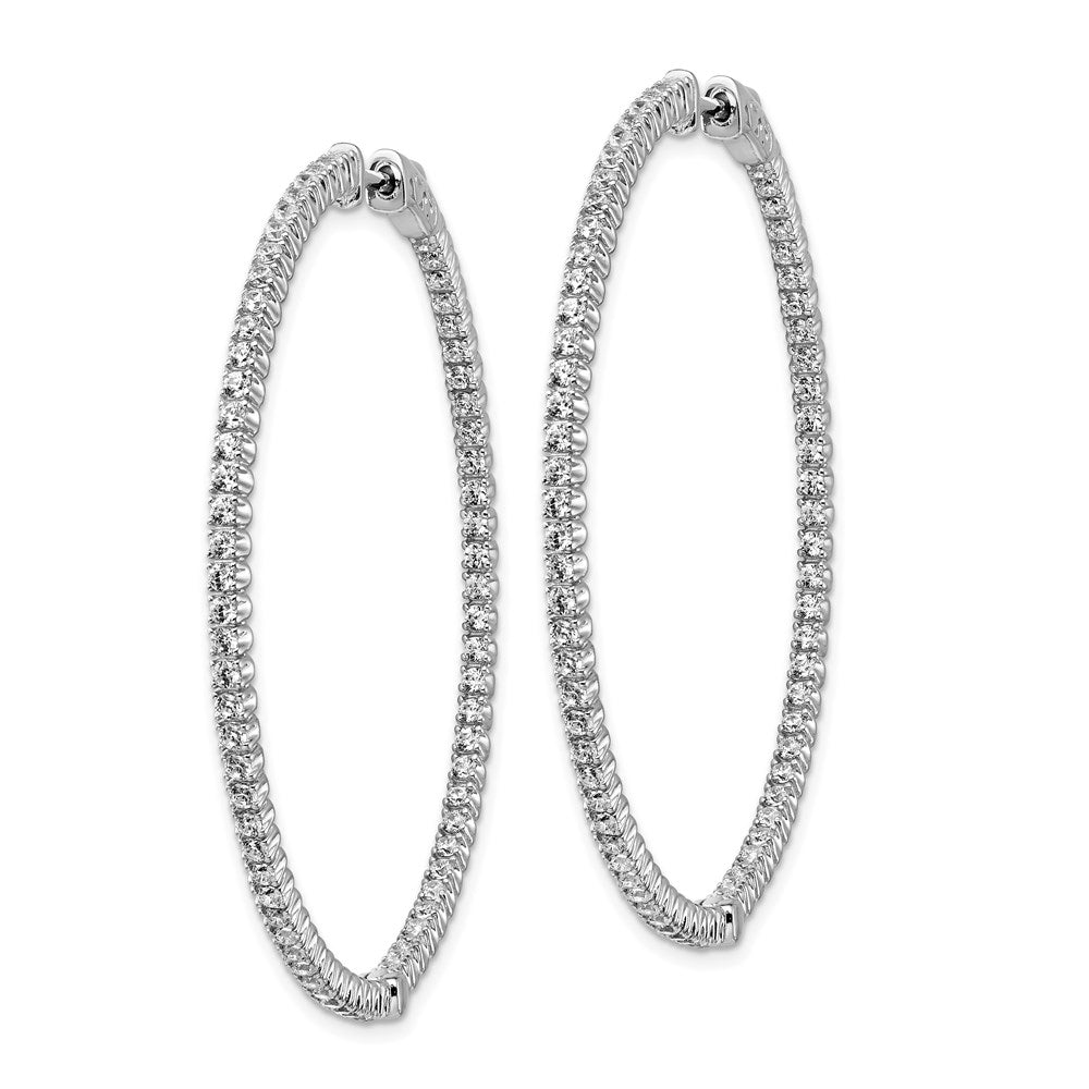 Sterling Shimmer Sterling Silver Rhodium-plated 140 Stone CZ In and Out Round Hinged Hoop Earrings