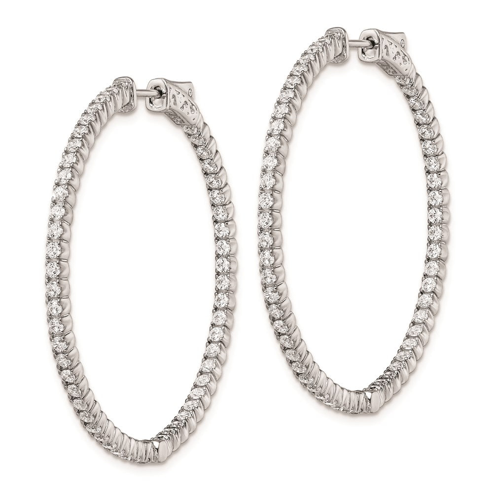 Sterling Shimmer Sterling Silver Rhodium-plated 106 Stone CZ In and Out Round Hinged Hoop Earrings