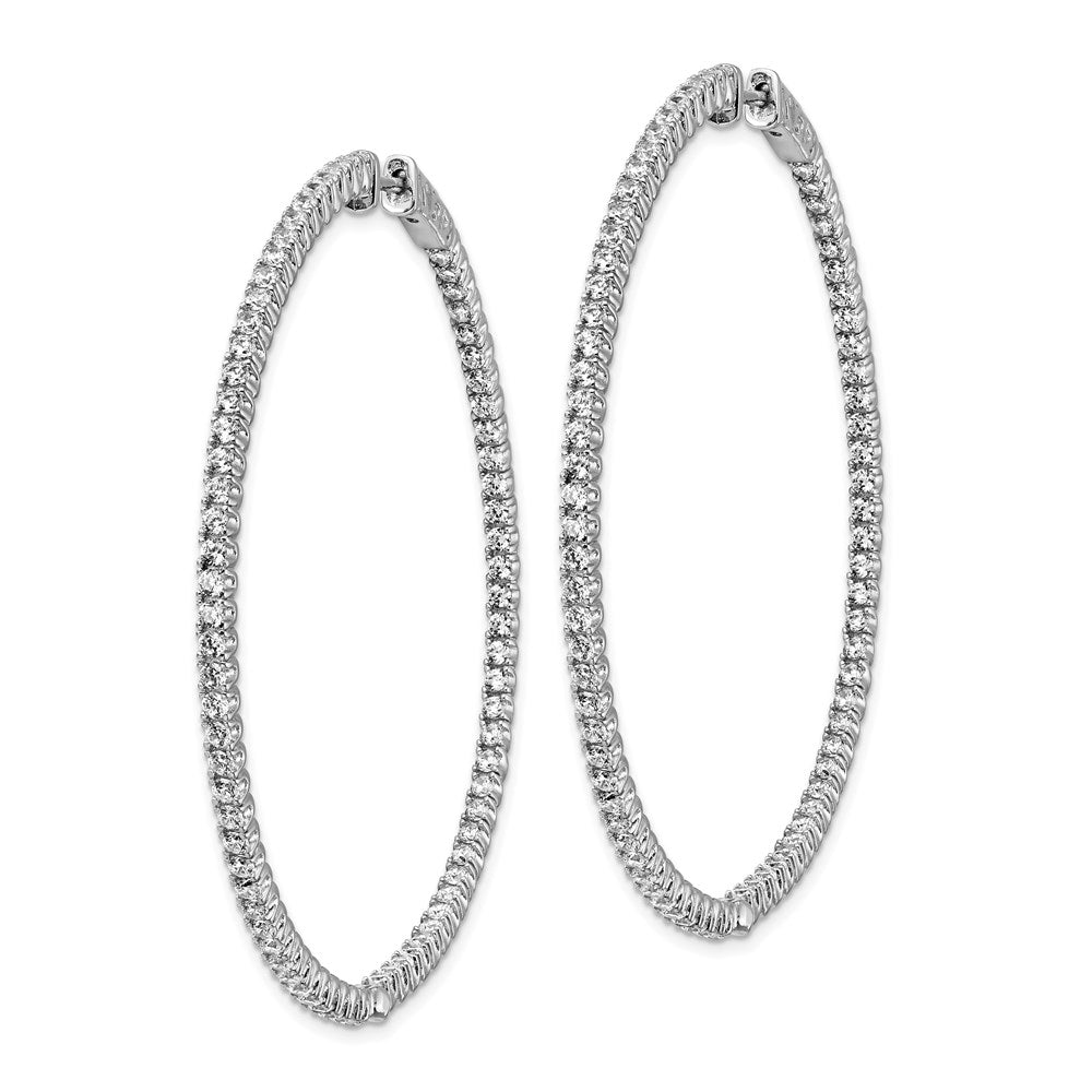 Sterling Shimmer Sterling Silver Rhodium-plated 144 Stone CZ In and Out Round Hinged Hoop Earrings