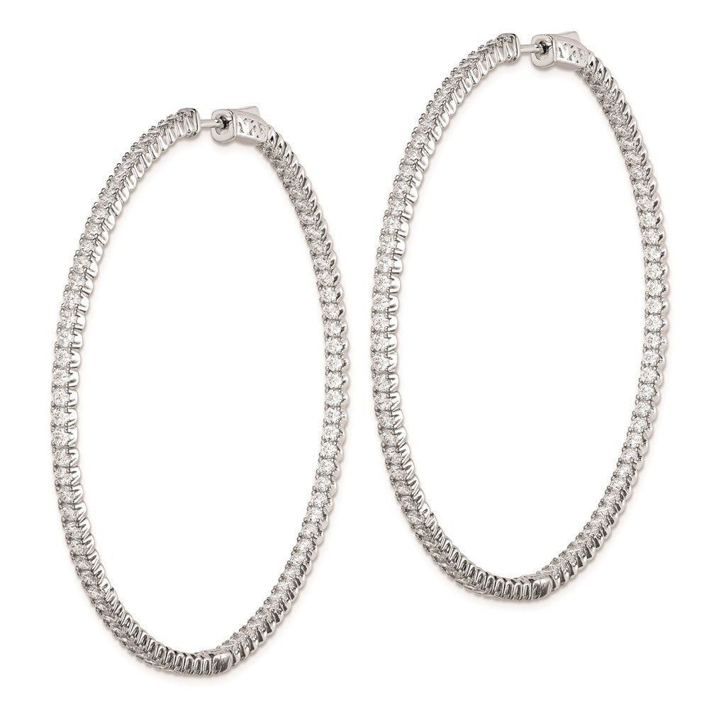 Sterling Shimmer Sterling Silver Rhodium-plated 166 Stone CZ In and Out Round Hinged Hoop Earrings