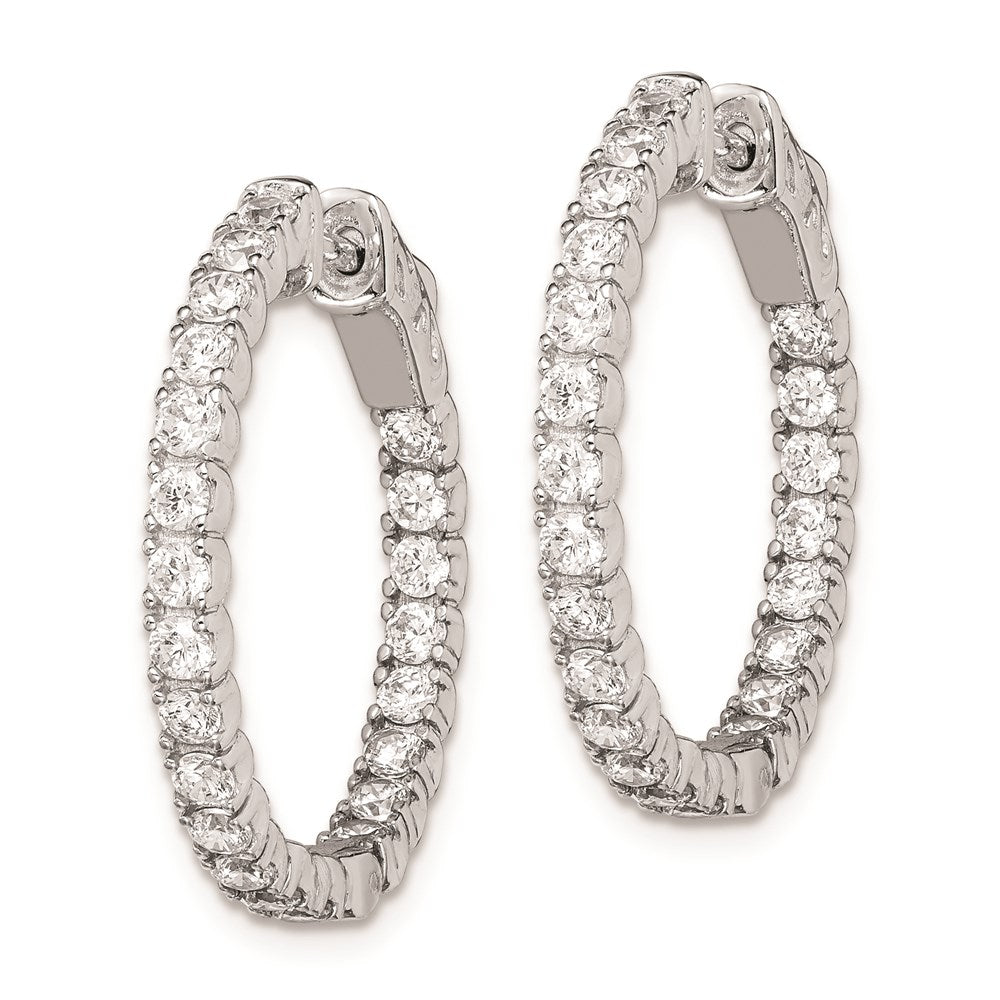 Sterling Shimmer Sterling Silver Rhodium-plated 44 Stone CZ In and Out Round Hinged Hoop Earrings