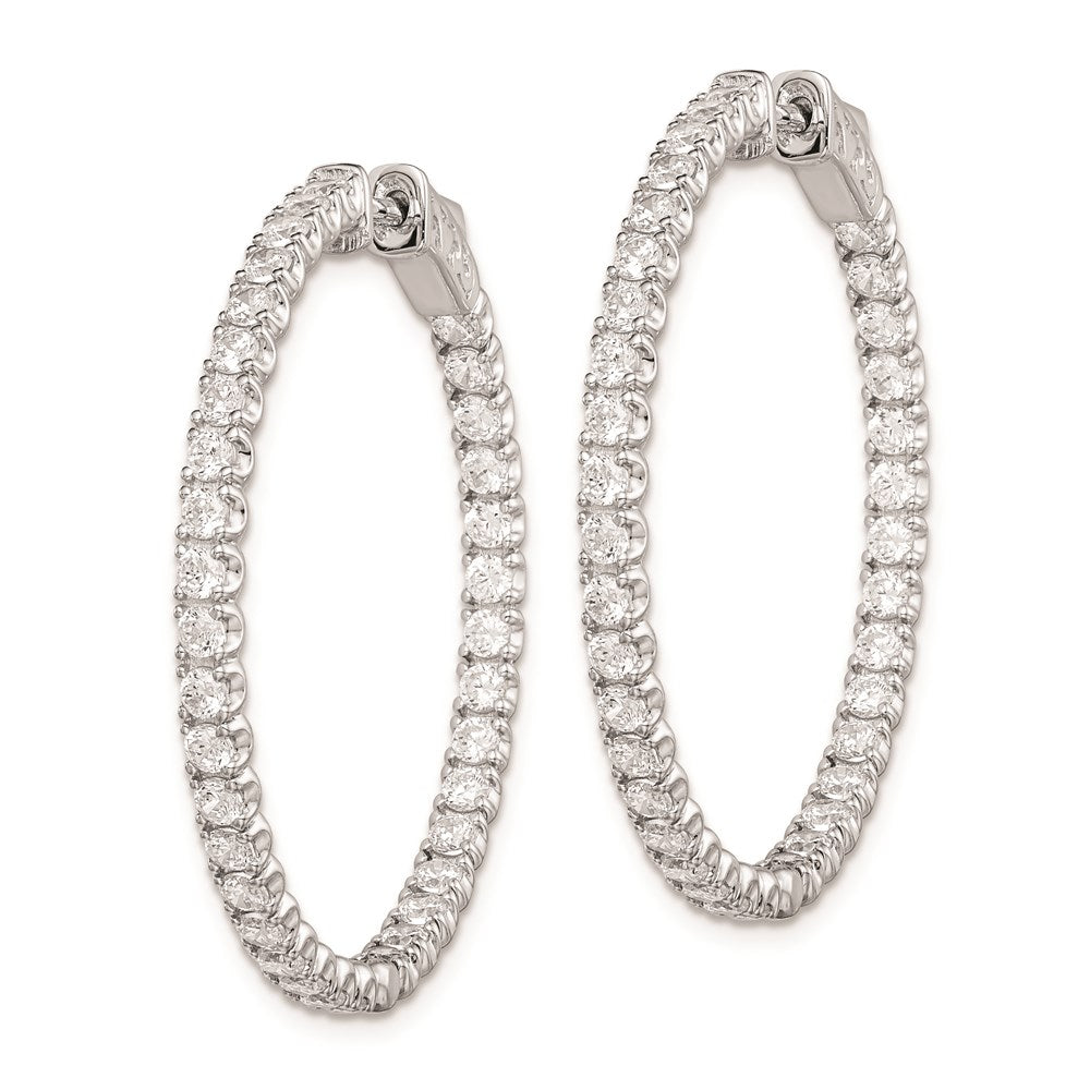 Sterling Shimmer Sterling Silver Rhodium-plated 72 Stone CZ In and Out Round Hinged Hoop Earrings