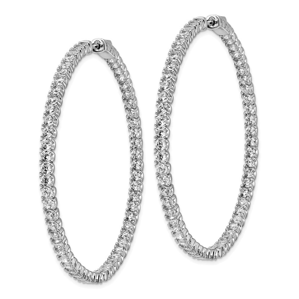 Sterling Shimmer Sterling Silver Rhodium-plated 114 Stone CZ In and Out Round Hinged Hoop Earrings