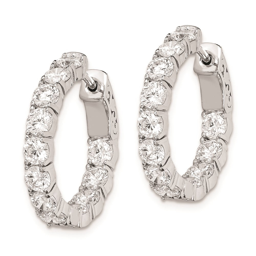 Sterling Shimmer Sterling Silver Rhodium-plated 24 Stone CZ In and Out Round Hinged Hoop Earrings