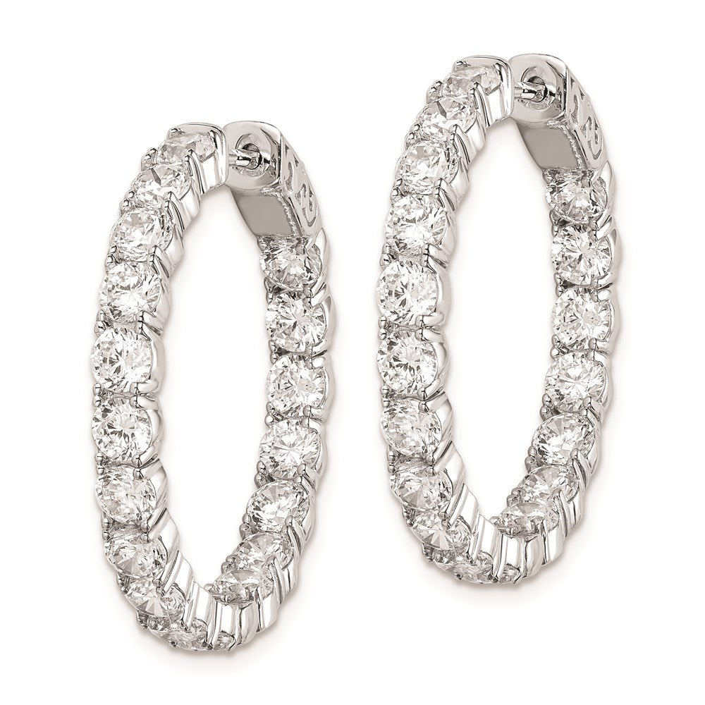 Sterling Shimmer Sterling Silver Rhodium-plated 36 Stone CZ In and Out Round Hinged Hoop Earrings