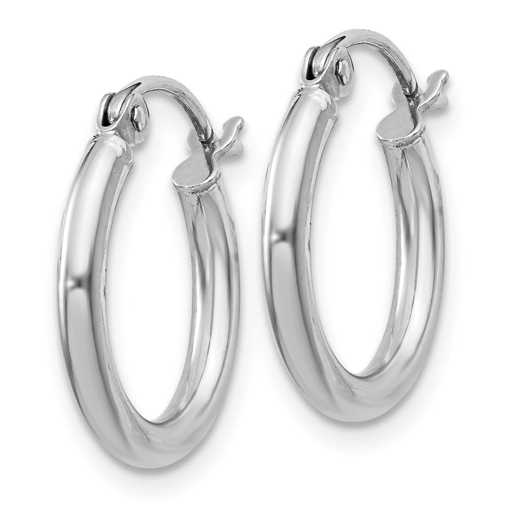 Sterling Silver Rhodium-plated Round Hoop Earrings