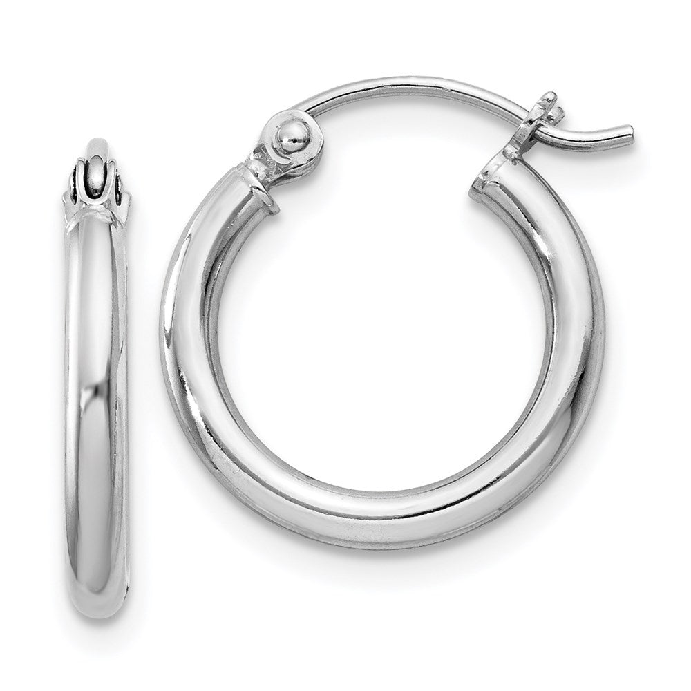 Sterling Silver Rhodium-plated Round Hoop Earrings