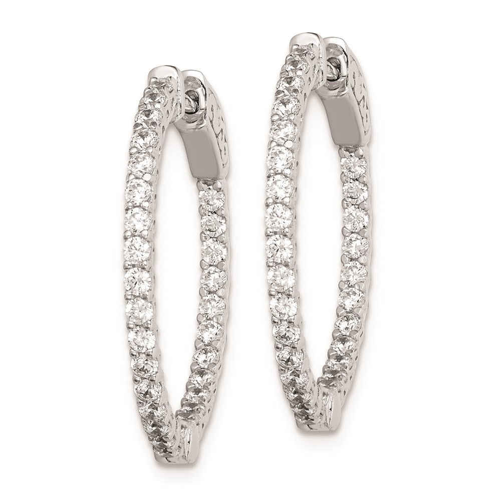 Sterling Shimmer Sterling Silver Rhodium-plated 56 Stone CZ In and Out Round Hinged Hoop Earrings