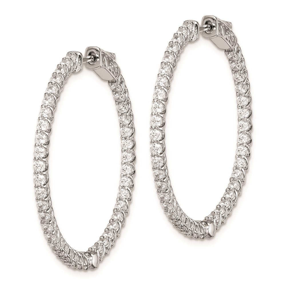 Sterling Shimmer Sterling Silver Rhodium-plated 78 Stone CZ In and Out Round Hinged Hoop Earrings