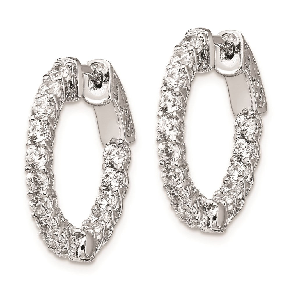 Sterling Shimmer Sterling Silver Rhodium-plated 30 Stone CZ In and Out Round Hinged Hoop Earrings