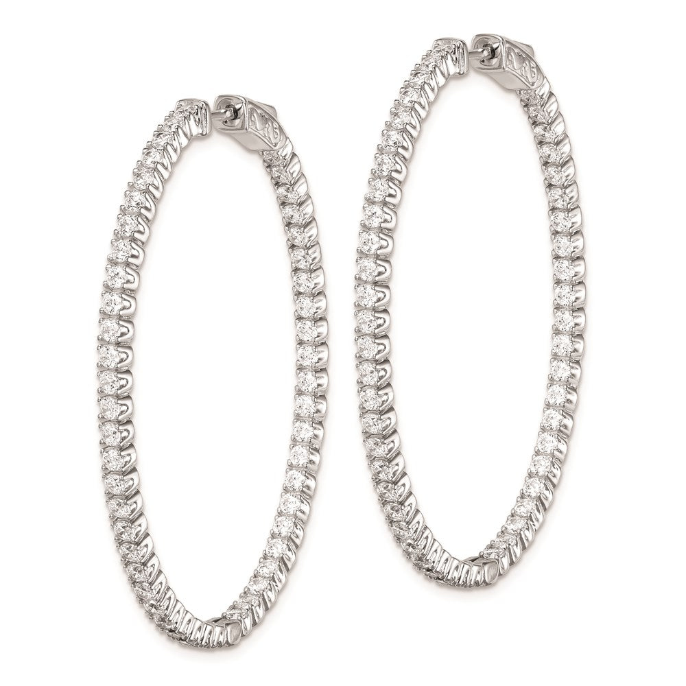 Sterling Shimmer Sterling Silver Rhodium-plated 100 Stone CZ In and Out Oval Hinged Hoop Earrings