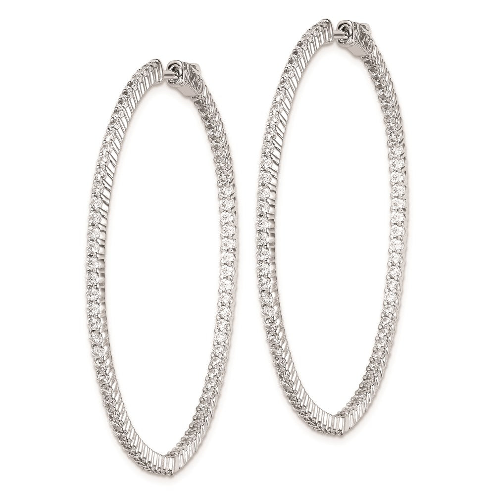 Sterling Shimmer Sterling Silver Rhodium-plated 150 Stone CZ In and Out Round Hinged Hoop Earrings