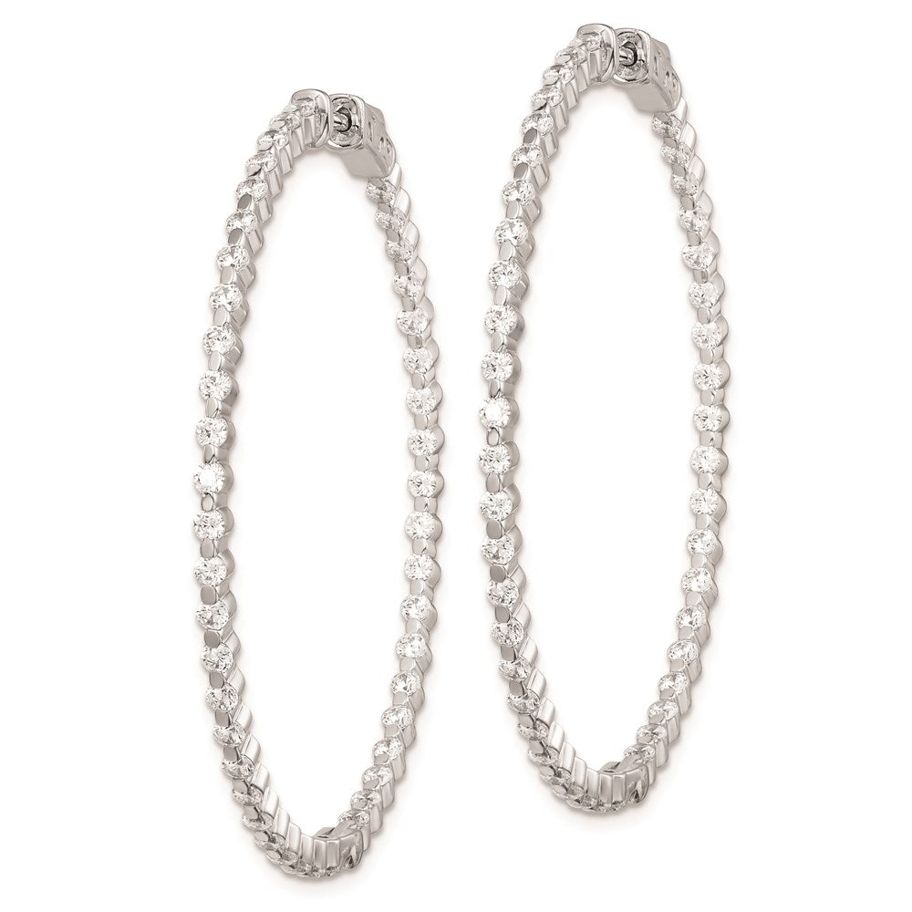 Sterling Shimmer Sterling Silver Rhodium-plated 90 Stone CZ In and Out Round Hinged Hoop Earrings