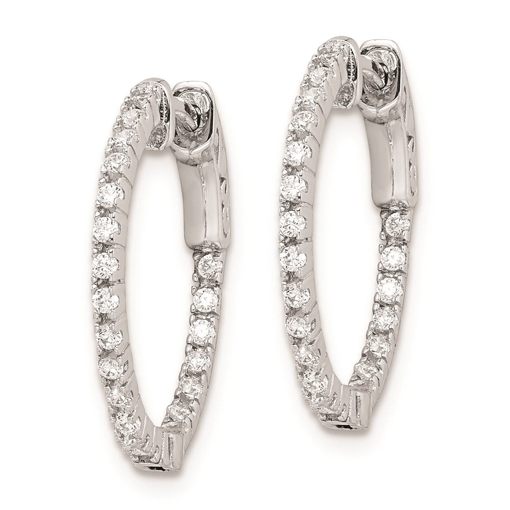 Sterling Shimmer Sterling Silver Rhodium-plated 42 Stone CZ In and Out Round Hinged Hoop Earrings